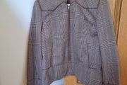 Parallel Plaid zip-up Blazer Jacket Stitch Detail Brown/Red US 14/UK 18