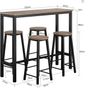 Industrial Bar Table & 4 Stool Set  Space Saving Breakfast Bar Dining Set Image 4