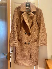 Missguided beige boucle teddy coat