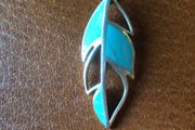 Solid Silver Turquoise Leaf Pendant