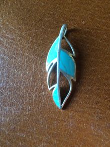 Solid Silver Turquoise Leaf Pendant