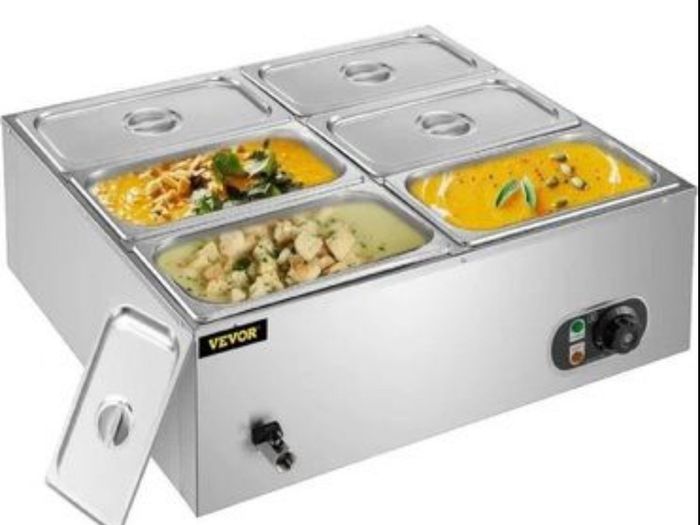 220v food heater Bain Marie 6- pan plate container food heater electric desktop steam table stainless steel large capacity buffet