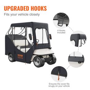 2 Passenger Golf Cart Cover Waterproof Driving Enclosure 600D Polyester