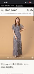 Monsoon Embellished Flutter Sleeve Maxi Dress