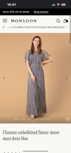 Monsoon Embellished Flutter Sleeve Maxi Dress