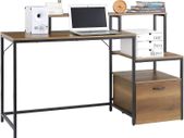 Industrial Office Desk 143cm Computer Desk with Shelves & Drawer on Wheels