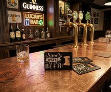 Steel laser engraved bottle opener for man cave bar
