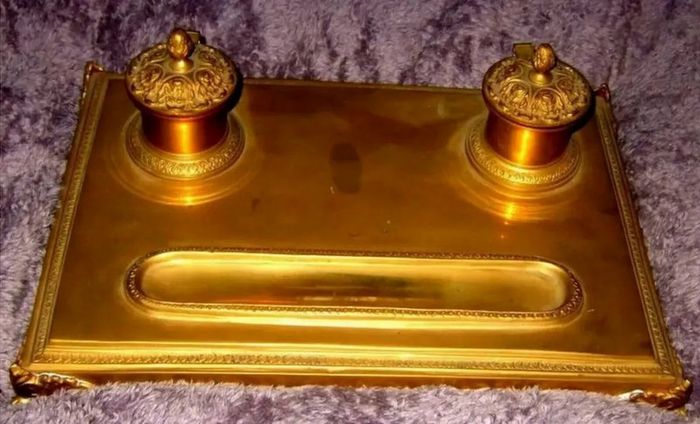 Early Victorian Brass Inkstand