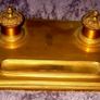 Early Victorian Brass Inkstand Image 6