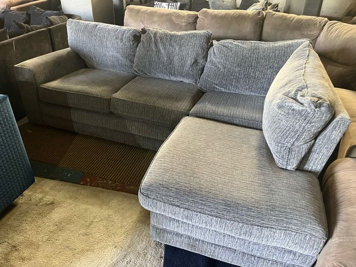 Grey corduroy corner sofa set