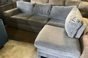 Grey corduroy corner sofa set