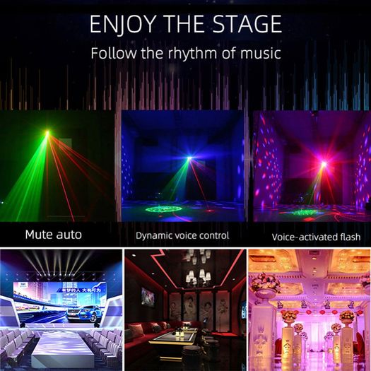 RGB Magic Disco Led Ball Laser Projector Party Light Music Stage Lighting for DJ Bar Club Home