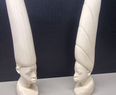 Pair of Handmade African Style Carved Figurines  21.5cm Decorative Sculptures