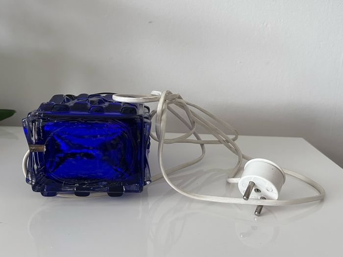 Cobalt blue Swedish lamp base by Josef Schott