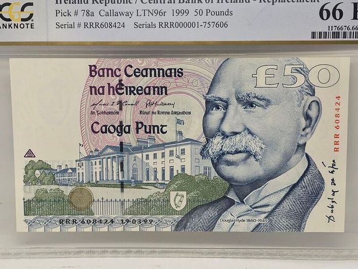Ireland 1999 50 Pounds Banknote Note Replacement Hyde PCGS Gem Unc 66PPQ