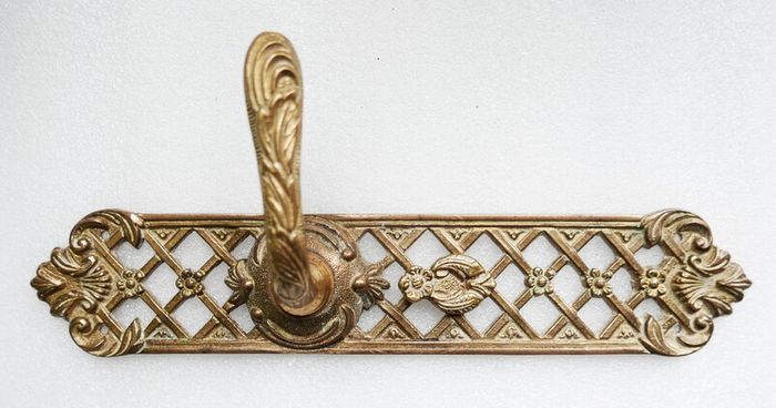 Monumental 11" Vintage Baroque Lattice Cast Brass Door Handle