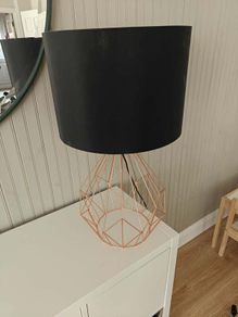 Geometric Table Lamp (Copper Rose Gold Base and Black Shade)
