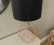 Geometric Table Lamp (Copper Rose Gold Base and Black Shade)