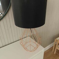 Geometric Table Lamp (Copper Rose Gold Base and Black Shade)