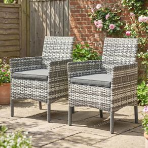 Set of 2 Rattan Garden Chairs with Cushions