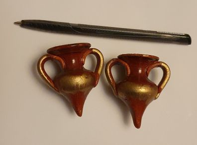 Two Small Vase Ornaments - Brown n Gold - Read Carefully - #