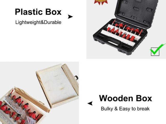 flintronic Router Bit Set, 15PCS 6.35mm 1/4 Inch Shank Tungsten Carbide Tipped Router Bit Set | Wood Milling Saw Cutter | Woodworking Tools Kit with Plastic Case for Home & DIY (FREE POSTAGE)