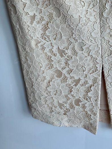 F&F Cream Lace Pencil Skirt UK 14 | Knee Length | New With Tags