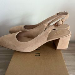 Unisa beige sling back suede shoes