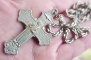 Vintage Cross Saint Anthony of Padua Saint Francis of Assisi Double Sided Italy (chain46cm - Cross 6cm)