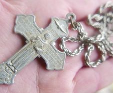 Vintage Cross Saint Anthony of Padua Saint Francis of Assisi Double Sided Italy (chain46cm - Cross 6cm)