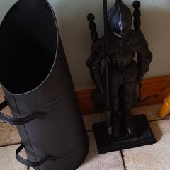 Heavy Duty Cast Iron -Black Knight- Companion Set With BLACK COAL HOD.