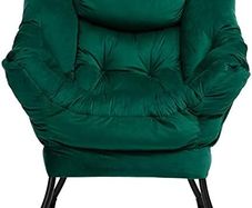 Armchair Comfy Chair Living Room Velvet Armchair Reading Chair Bedroom Accent Chairs Small Arm Chairs with Steel Frame, Green