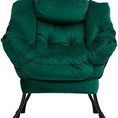 Armchair Comfy Chair Living Room Velvet Armchair Reading Chair Bedroom Accent Chairs Small Arm Chairs with Steel Frame, Green
