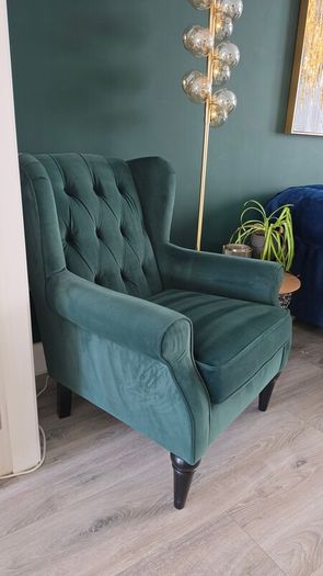 Sherlock Bottle Green Velvet Next Armchair