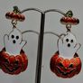 Cute Enamel Ghost in Jack O' Lantern Pumpkin Earrings Image 2
