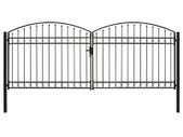 Fence Gate Double Door with Arched Top Steel 400x175 cm Black