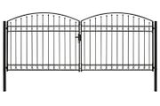 Fence Gate Double Door with Arched Top Steel 400x175 cm Black