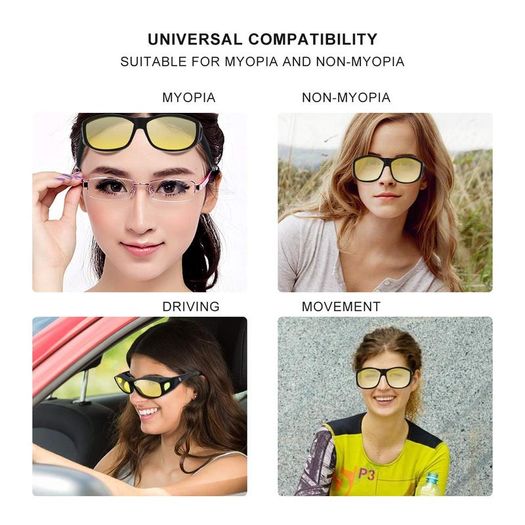 Anti Glare Night Vision HD Driving Glasses-Men & Women,TAC+PC Material Polarized Sunglasses-UV Protection Eyewear Sport Safety Glasses for Fishing, Car, Bicycle (Yellow)