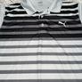 Puma Mens Golf Polo Neck Striped Tee Shirt Medium Slim Fit Grey/Black Image 3