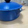 Le Creuset Blue Cast Iron Saucepan 20cm Lid Wood Handles - VGC Image 2