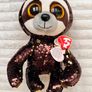 TY Flippables Dangler Sloth Brown Gold Sequins approx. 23 cm. Used Please see photos Image 3
