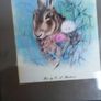 picture with rabbit old picture signed . Image 3
