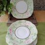 Bell china, square china plates, china saucers, green china Image 2