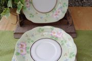 Bell china square plates, green china
