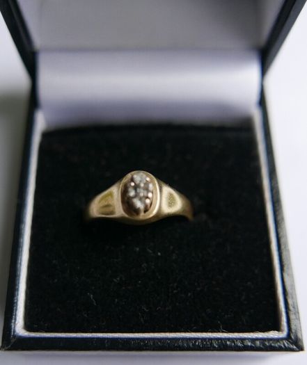 Vintage 14K White Yellow Gold  Diamond Wedding Engagement  Ring size P1/2 - 3,6g