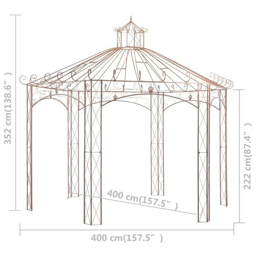 Garden Pavilion Antique Brown 4 m Iron