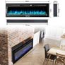 Electric Fireplace Touch Screen Glass Panel Colorful Flame Insert Wall Mounted Heater Remote Control with Crystal&Log Set,900/1800W (127CM, Black) Image 2