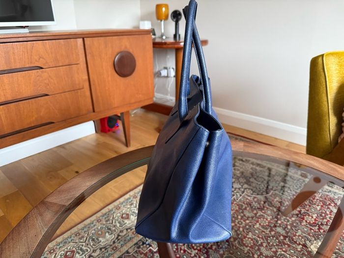 Furla Navy Blue Saffiano Leather Tote Bag