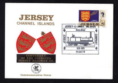 1978 Jersey Illustrated Cover Commemorating Centenary of The Founding of Jersey Railway Co 878-1978 tying 5p definitive stamp on 28th October 1978