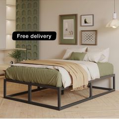 King Size Bed Frame 36cm High with Steel Slats Support